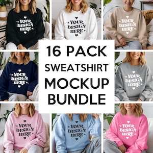 Gildan 18000 Sweatshirt Mockup Bundle | G180 Crewneck Mock-up Bundle | Model Mockup | Neutral Casual Simple Spring Gildan 18000 Mocks