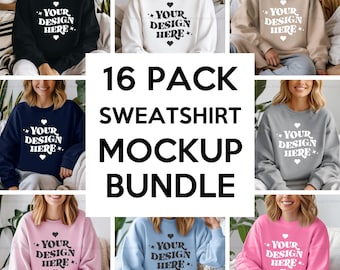 Gildan 18000 Sweatshirt Mockup Bundle | G180 Crewneck Mock-up Bundle | Model Mockup | Neutral Casual Simple Spring Gildan 18000 Mocks