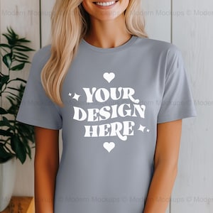 Bella Canvas 3001 Athletic Heather Tshirt Mockup | 3001 Athletic Heather Tshirt Mockup | Simple Neutral Minimal Grey Bella Canvas Shirt Mock