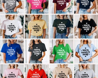 Gildan 64000 Tshirt Mockup Bundle | G640 T-Shirt Mock-up Bundle | Model Mock | Neutral Simple Spring Summer Gildan 640 Tee Shirt Mocks