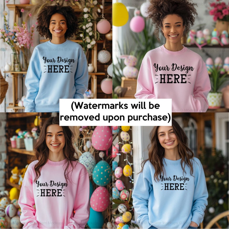 Farbiges Ostern Sweatshirt Mockup Bundle, Bella Canvas 3001 Farbiges Sweatshirt Mockup, Ostern Mockup, leeres Sweatshirt, Instant Download Bild 4