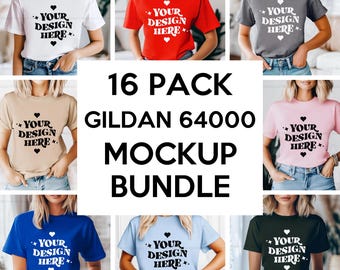 Gildan 64000 Tshirt Mockup Bundle | G640 T-Shirt Mock-up Bundle | Model Mock | Neutral Simple Spring Summer Gildan 640 Tee Shirt Mocks