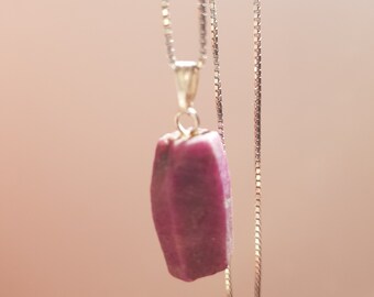 rough cut ruby necklace