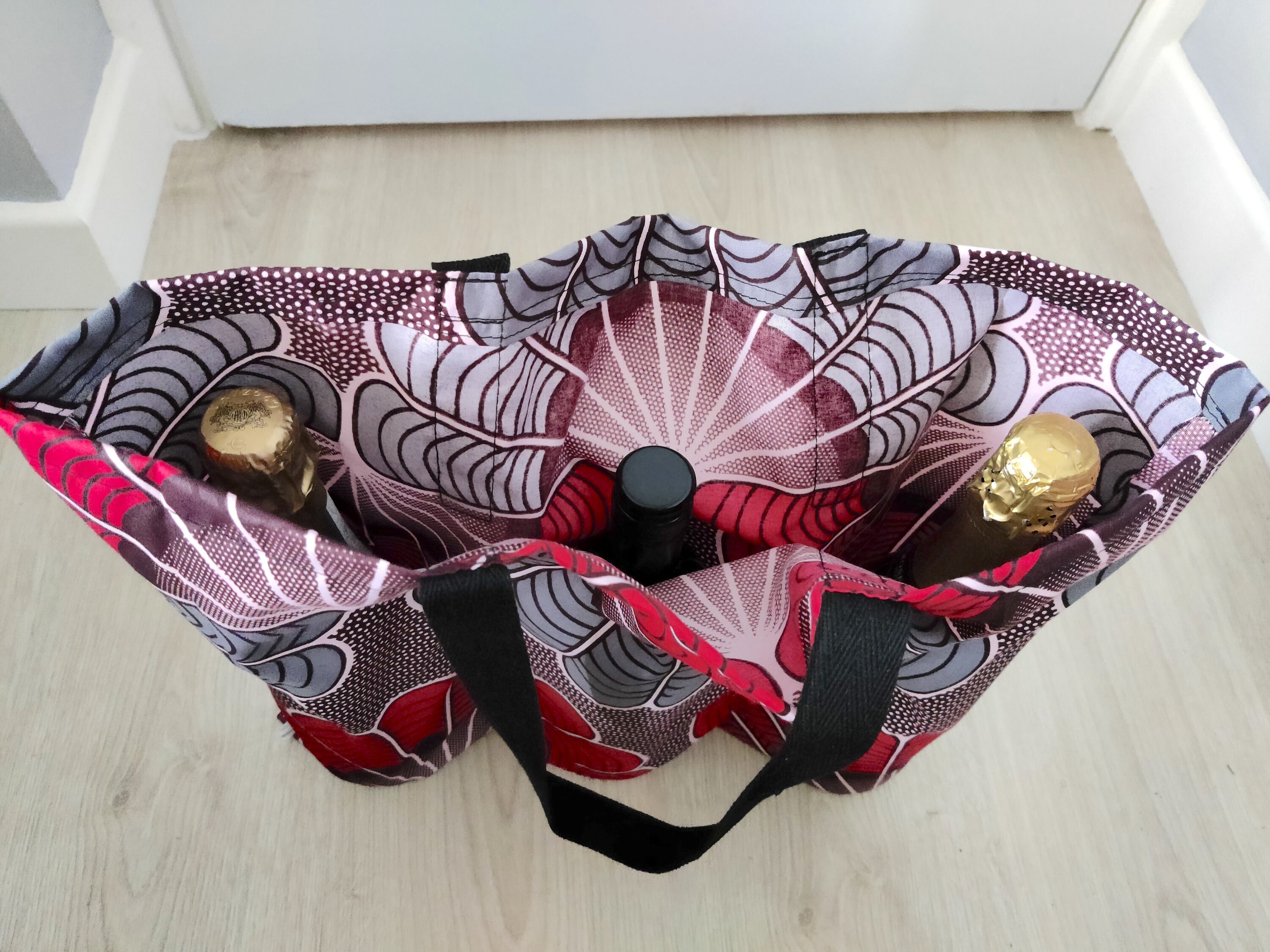 Wine Bottles Carrier Bag Handmade Three Bottles Tote Bag Wax Etsy