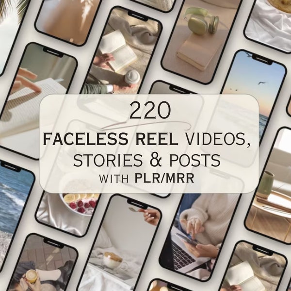 220 PLR faceless reel videos  Private Label Rights Master Resell Rights MRR | Digital Marketing Instagram reels  plr product bundle