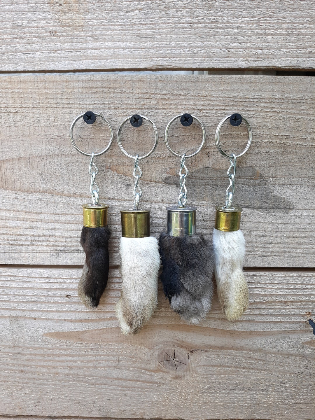 4 Rabbit Foot Keychains Etsy