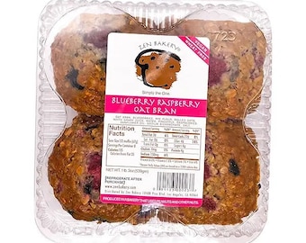 Zen Bakery Blueberry Raspberry Oat Bran Muffins (4-Pack) - Zen Bakery Muffins