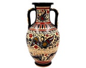 Greek Vase Amphora 26cm with snakes formed in his handles,Corinthian art