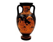 Ancient Greek Vase 22cm,Red figure Amphora,Achilles with Patroclus,Zeus with Ganymede