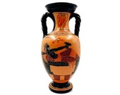 Greek Pottery Vase Amphora 26cm,Showing Goddess Aphrodite and God Dionysus