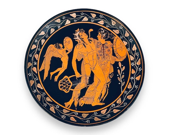 ディオニュソスとアリアドネの祝宴、ギリシャ赤像陶器皿 24 cm - Etsy 日本