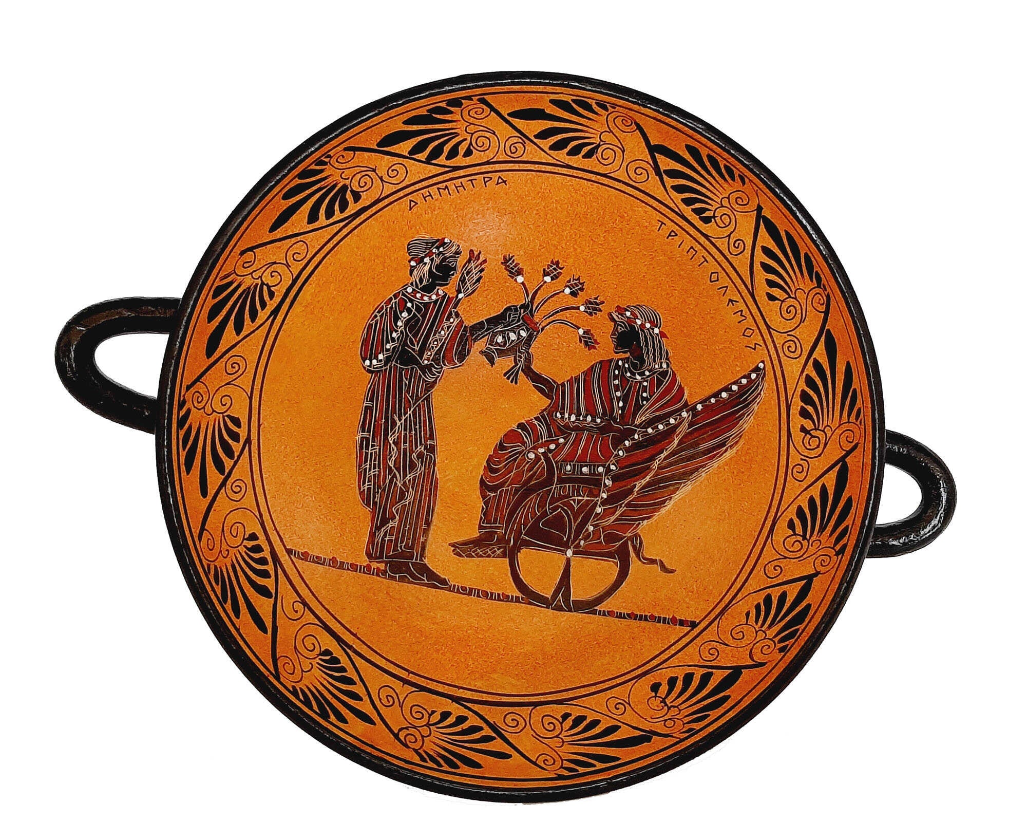 Black Figure Pottery Kylix 20cm Shows Goddess Demeter With Etsy