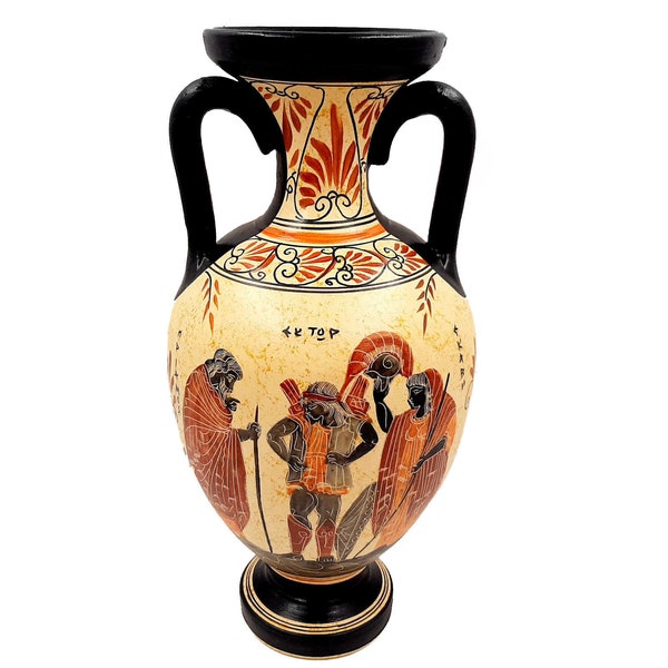 Griechische Amphore 31cm,Antike griechische Kunst, zeigt Hektor,Achilles,Briseis