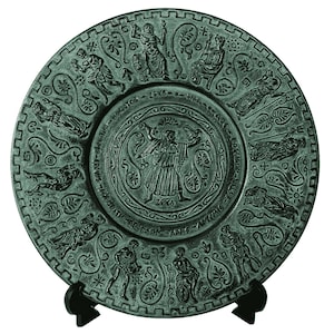 Relief terracotta plate 25cm,Green Patina,reprasanting Ancient Greek Olypmian Gods