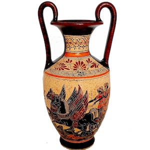 Greek Pottery Amphora Vase 35cm,Paris abducts Helen