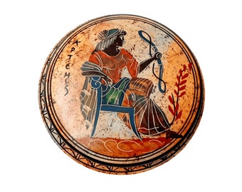 Pyxis 12,5cm diameter,Shows Goddess Artemis,Ancient Greek Pottery
