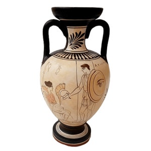 Attic White Ground Amphora 22cm,Shows Achilles,and Hercules fight Nemean Lion