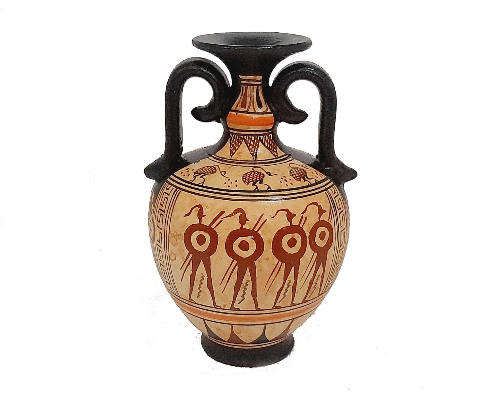 幾何学模様の陶器花瓶 幾何学模様のギリシャ風花瓶2個セット 13.5 cm、古代陶器 - Etsy 日本