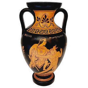 Greek Pottery Amphora 26cm,Red figure Vase,Showing Minotaur