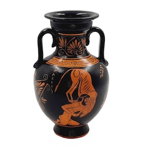 Greek Pottery ,Red figure Amphora 17cm,Hercules with Nemean Lion