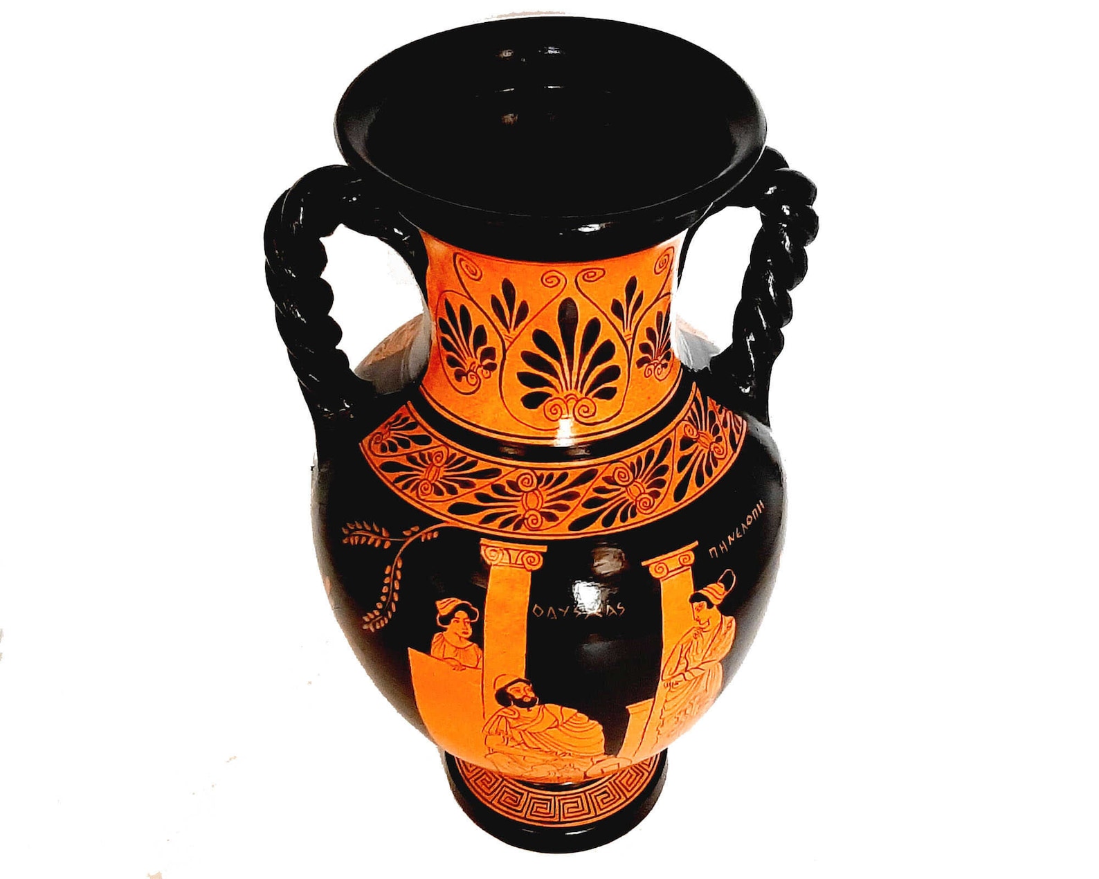 Red Figure Pottery Vase 36cm Odysseus With Penelope Hercules Etsy