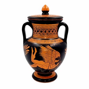 Red Figure Vase,Amphora 19,5cm, Goddess Demeter and Triptolemus,Zephyrus