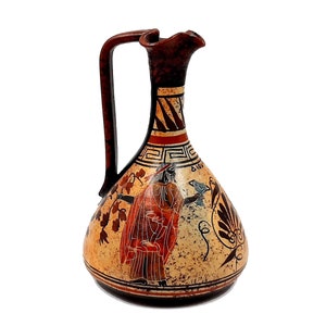 Ancient Greek Vase 17cm,Multicolored Lagynos,showing God Dionysus