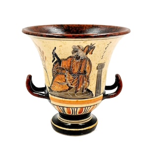Ancient Greek Vase, Krater 12,5cm,Shows God Zeus