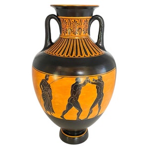 Black figure Panathenaic  Amphora 32cm,Goddess Athena and Boxing Scence