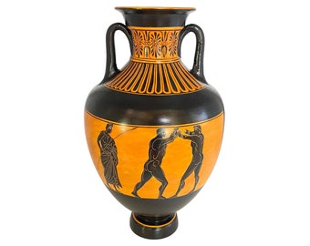 Black figure Panathenaic  Amphora 32cm,Goddess Athena and Boxing Scence