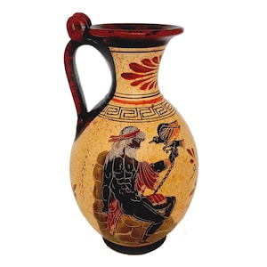 Vaso de cerâmica grega 22 cm, Prometeu com águia, Deusa Ártemis