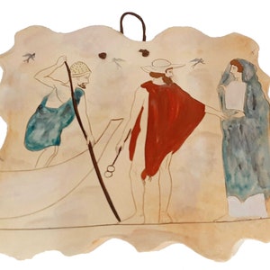 God Hermes,Charon and youth,Ceramic slab 26x20cm