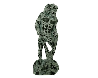 ヘラクレス像、古代ギリシャの英雄、緑青石膏彫刻 22 cm
