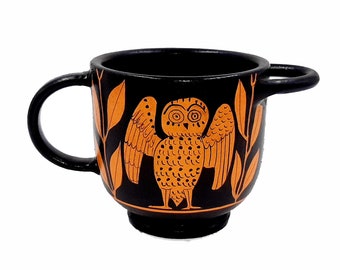 Skyphos 9,5cm Red figure Pottery,Shows  Owl