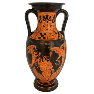 Ancient Greek Vase 26cm,Red figure Amphora,Goddess Aphrodite,God Dionysus