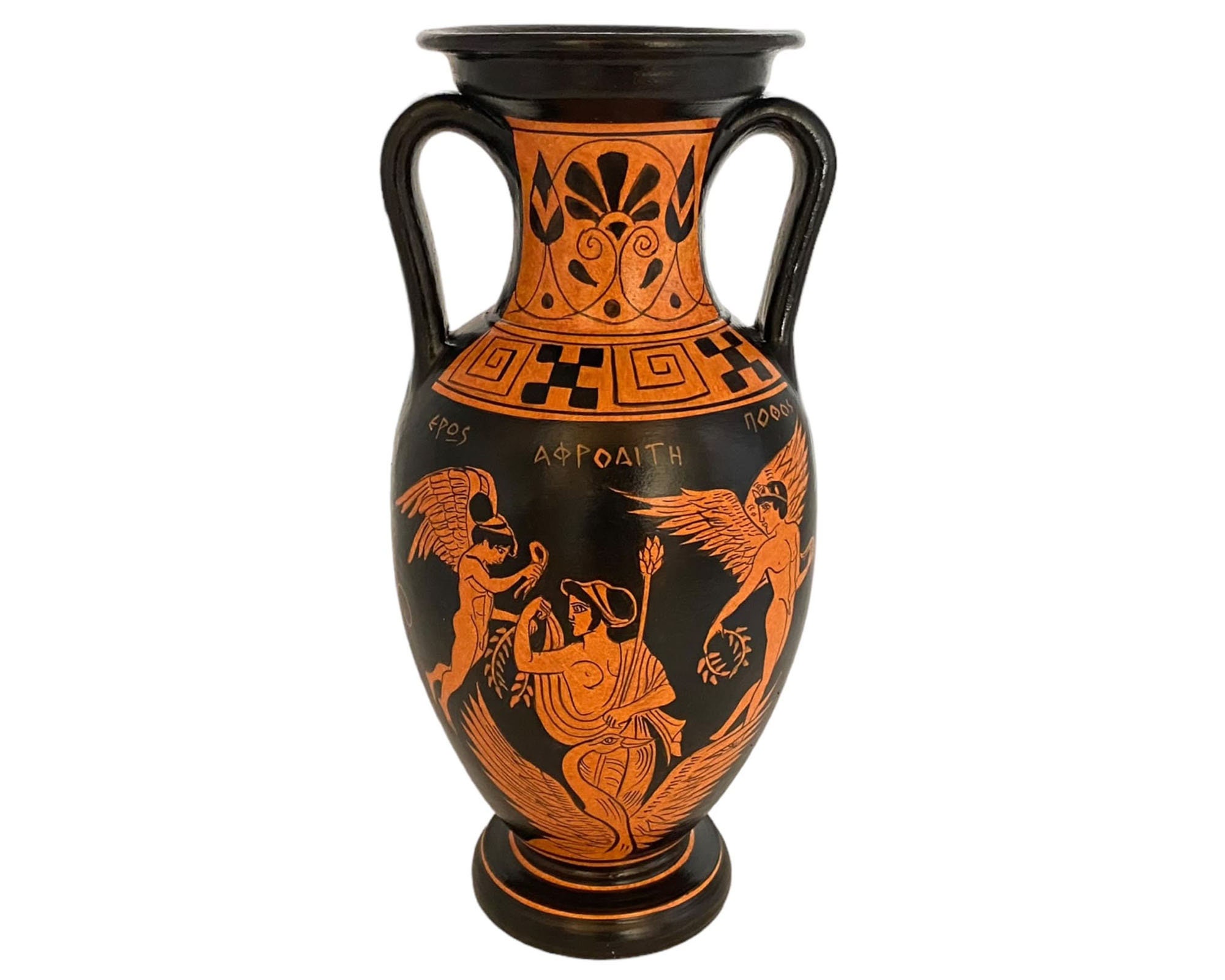 Ancient Greek Vase 26cm,red Figure Amphora,goddess Aphrodite,god