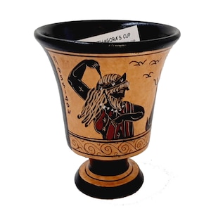 Pythagorean cup,Greedy Cup 11cm,Black Figure painting, shows God Poseidon