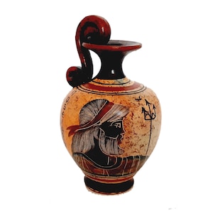 Ancient Greek Pottery vase 13cm,Shows God Poseidon