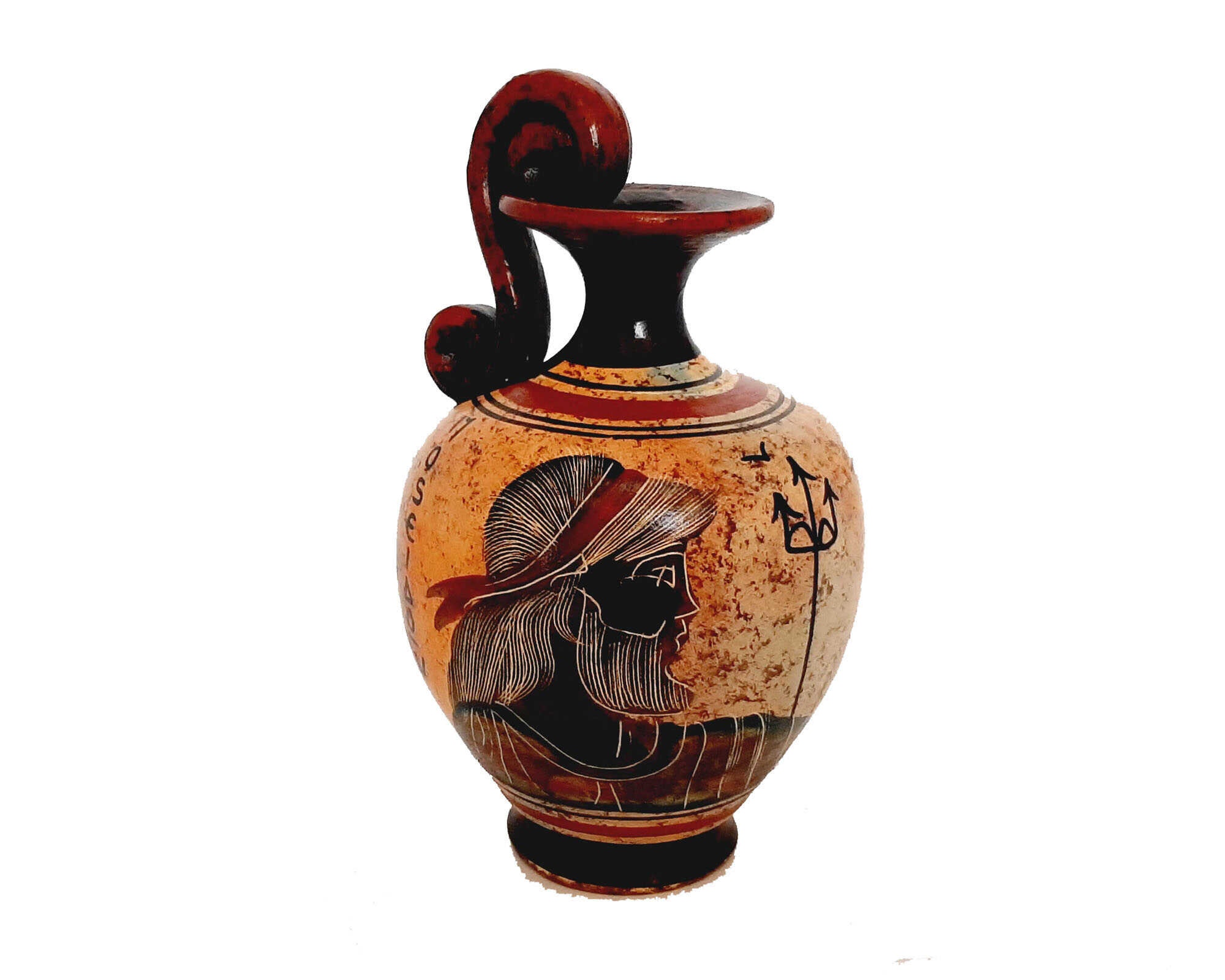 古代ギリシャ陶器の花瓶（13cm）、ポセイドン神を描いたもの - Etsy 日本