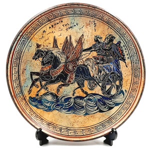 Greek Plate 28cm , Ancient Greek pottery,Paris abducts Helen