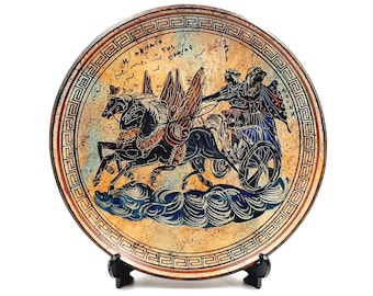 Greek Plate 28cm , Ancient Greek pottery,Paris abducts Helen