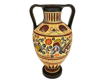 コリント式陶器のアンフォラ - 古代ギリシャ陶器のレプリカ、手描き