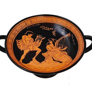 Red Figure Pottery Kylix 16cm,God Apollo with Erato