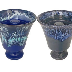 Pythagoräische Greedy Tassen 11 cm, Set von 2 zeitgenössischen Designs in Blautönen