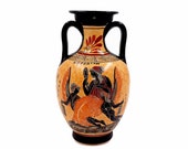 Greek Ceramic Pottery Vase,Amphora 22cm,Showing Goddess Aphrodite with Eros and Pothos