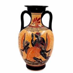 Greek Ceramic Pottery Vase,Amphora 22cm,Showing Goddess Aphrodite with Eros and Pothos