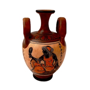 Ancient Greek Vase 13cm,Brown Shades Amphora ,Showing Goddess Aphrodite