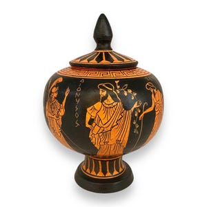 Olympian Gods ,Red Figure Pottery ,Greek Pyxis 19cm height