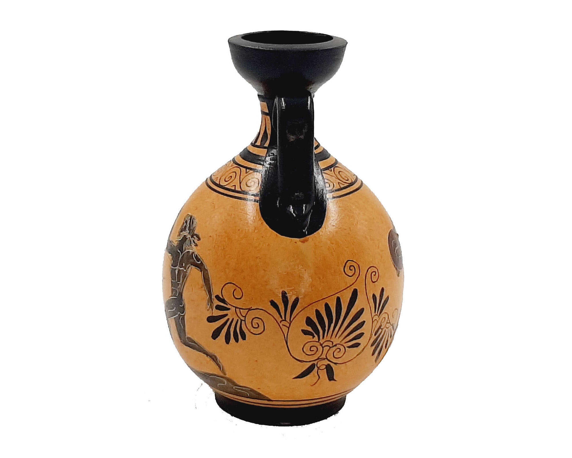 古代ギリシャの陶器の壺 17 cm、古代オリンピックのテーマを表現