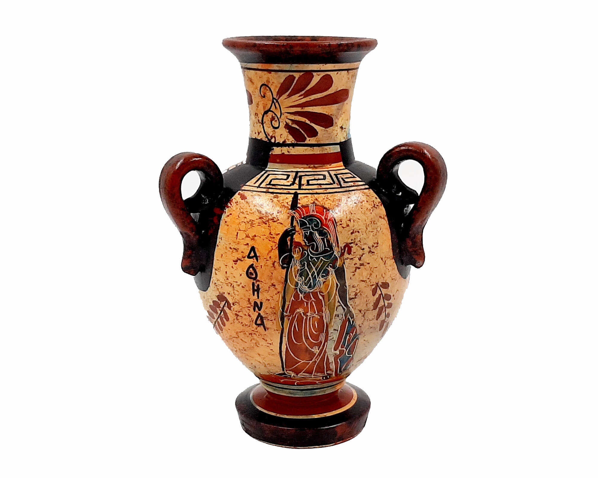 Ancient Greek Amphora 17cm,mulitcolored, Shows God Poseidon